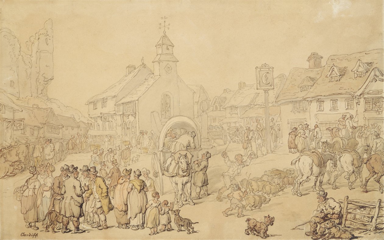 Cardiff (tinta y aguada sobre papel) de Thomas Rowlandson