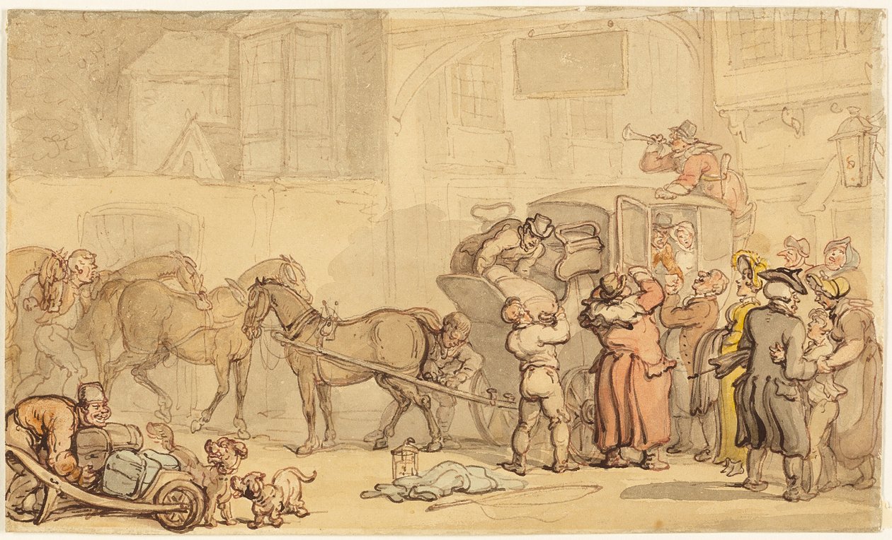 Carruaje Cambiando Caballos de Thomas Rowlandson