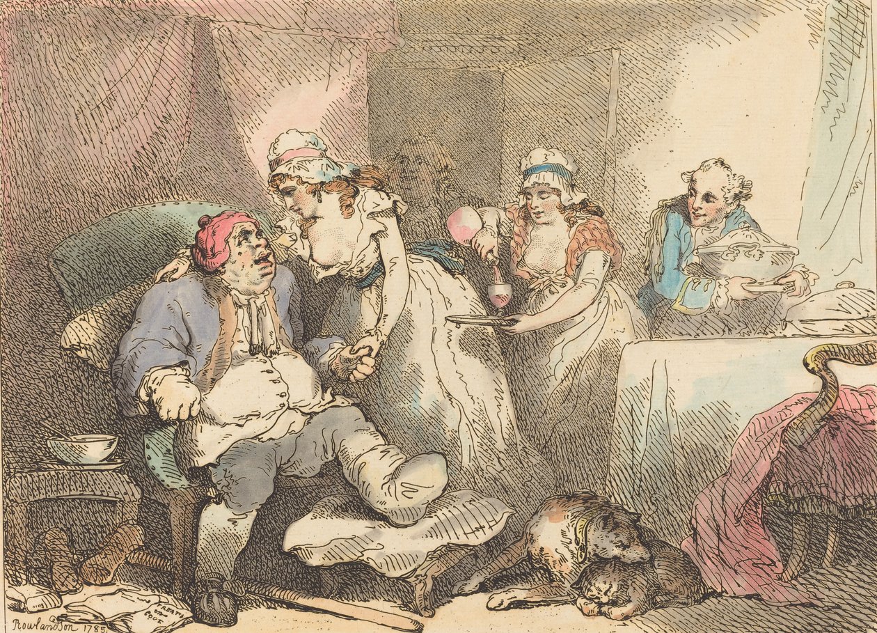 Consuelo en la gota, 1785 de Thomas Rowlandson