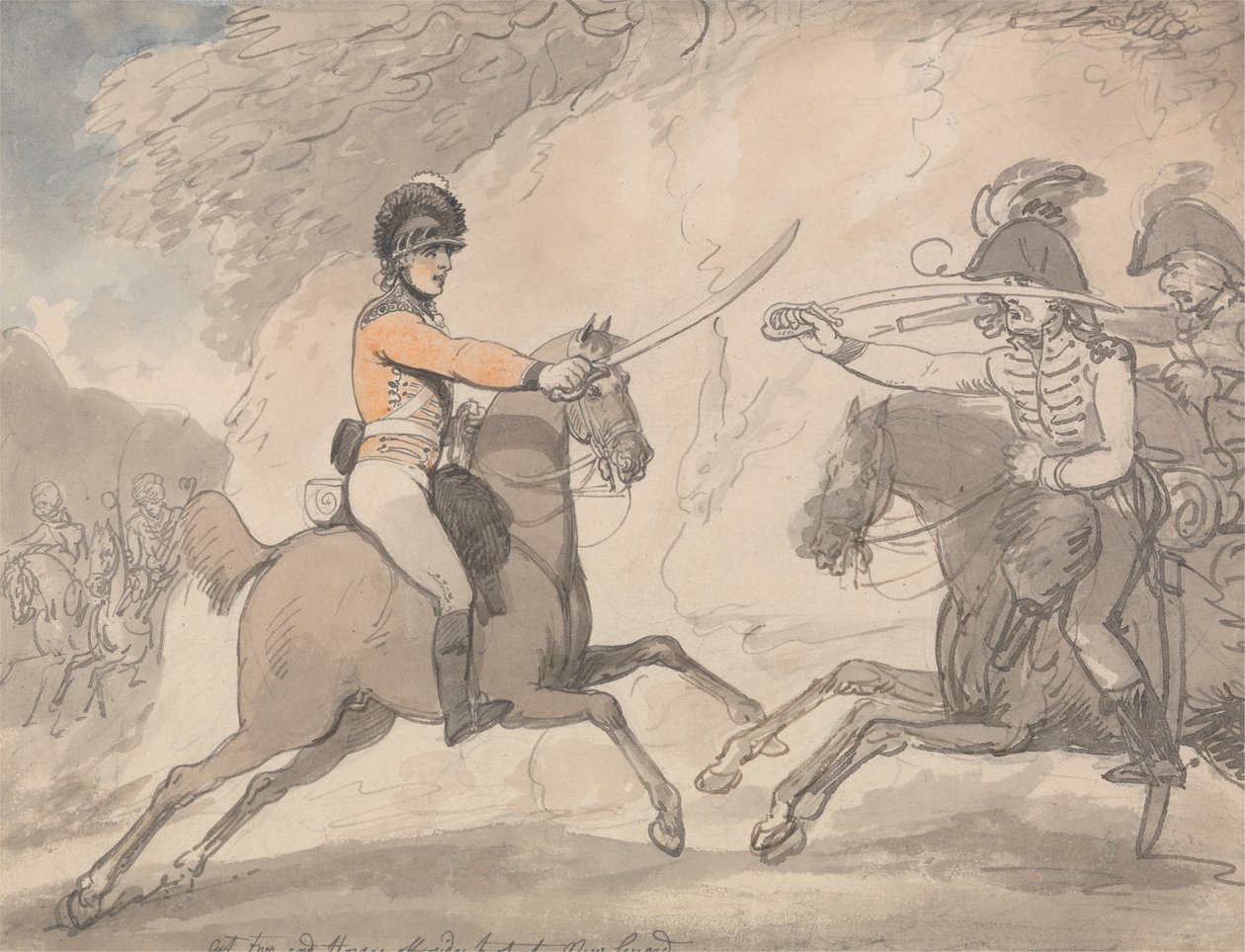 Ejercicio de espada húngara y de las Highlands de Thomas Rowlandson