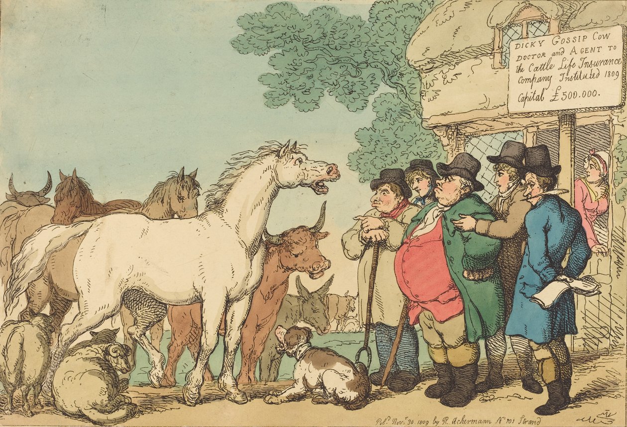 Ganado asegurable, publicado en 1809 de Thomas Rowlandson