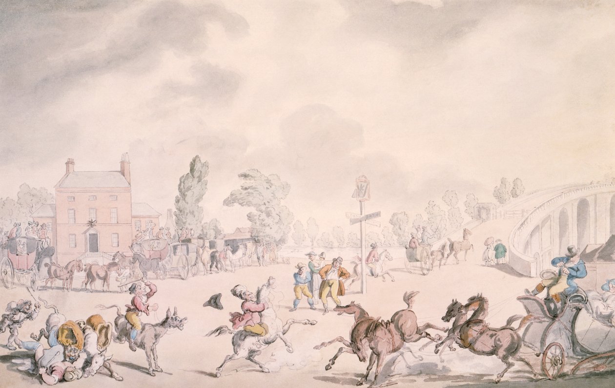 Puente de Kew, Kew, Londres de Thomas Rowlandson