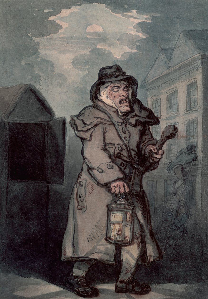 Vigilante nocturno, finales del siglo XVIII de Thomas Rowlandson