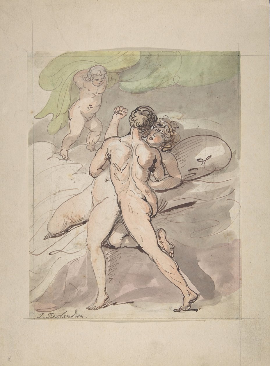 Pareja desnuda abrazándose, 1780-1827 de Thomas Rowlandson