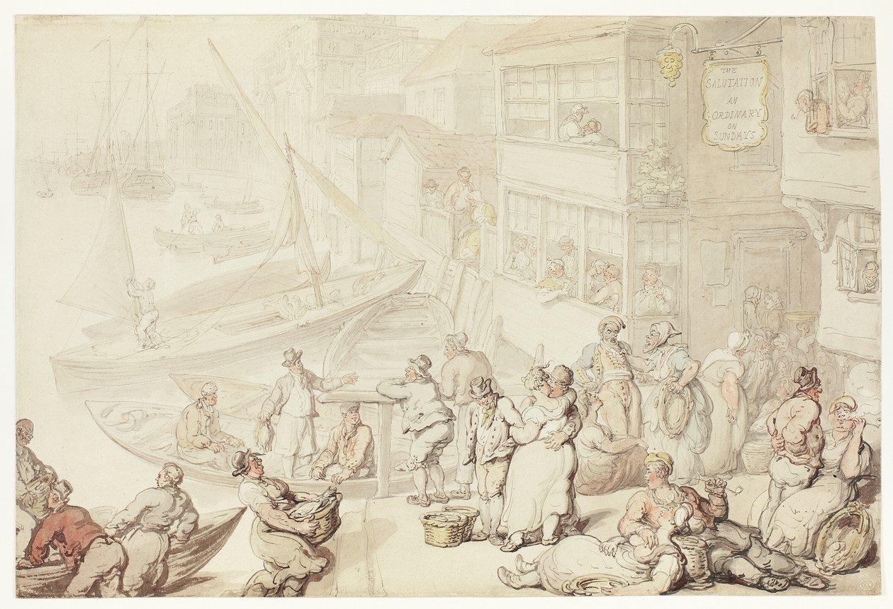 Fuera de la posada Salutation, Greenwich de Thomas Rowlandson