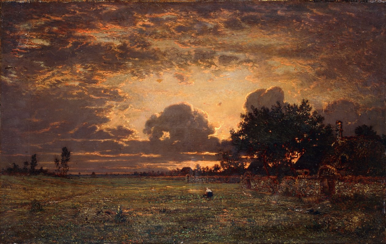 Atardecer sobre la llanura de Barbizon de Thomas Rowlandson