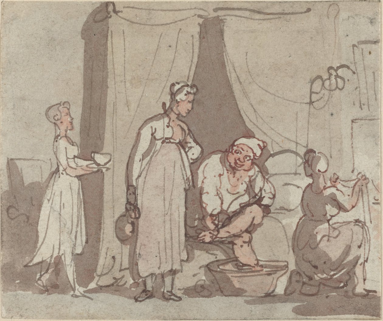 El baño de pies (secándose) de Thomas Rowlandson