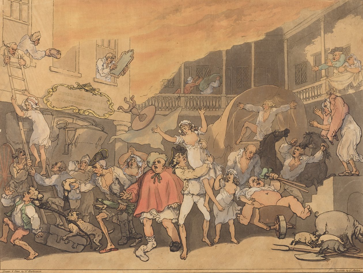 El patio de la posada en llamas, 1791 de Thomas Rowlandson