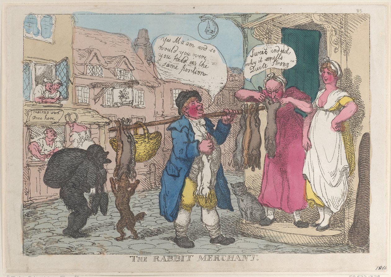 El comerciante de conejos, 1810 de Thomas Rowlandson