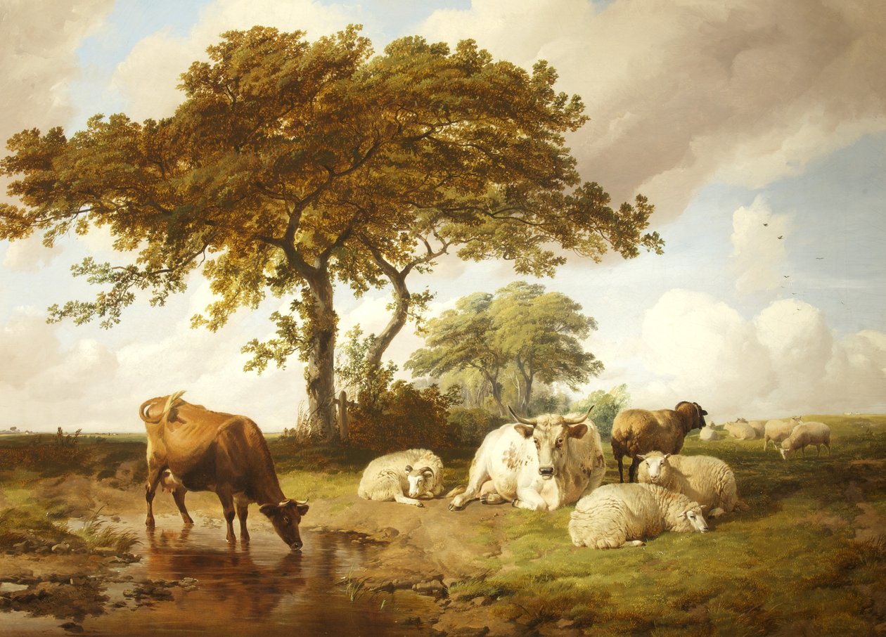 Reposo en los prados de Thomas Sidney Cooper