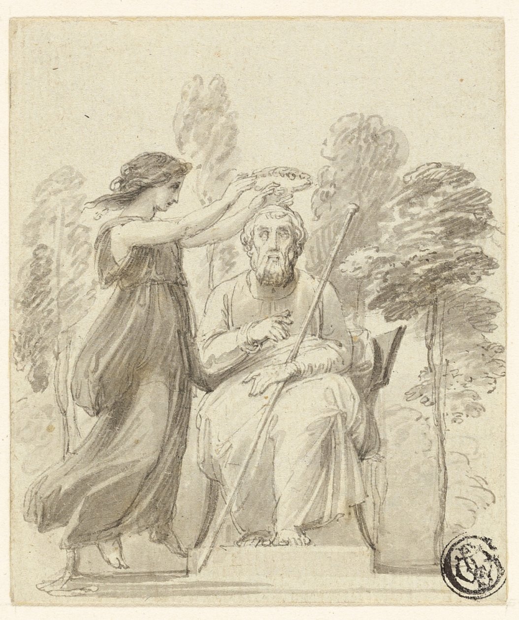 Coronando a Homero de Thomas Stothard