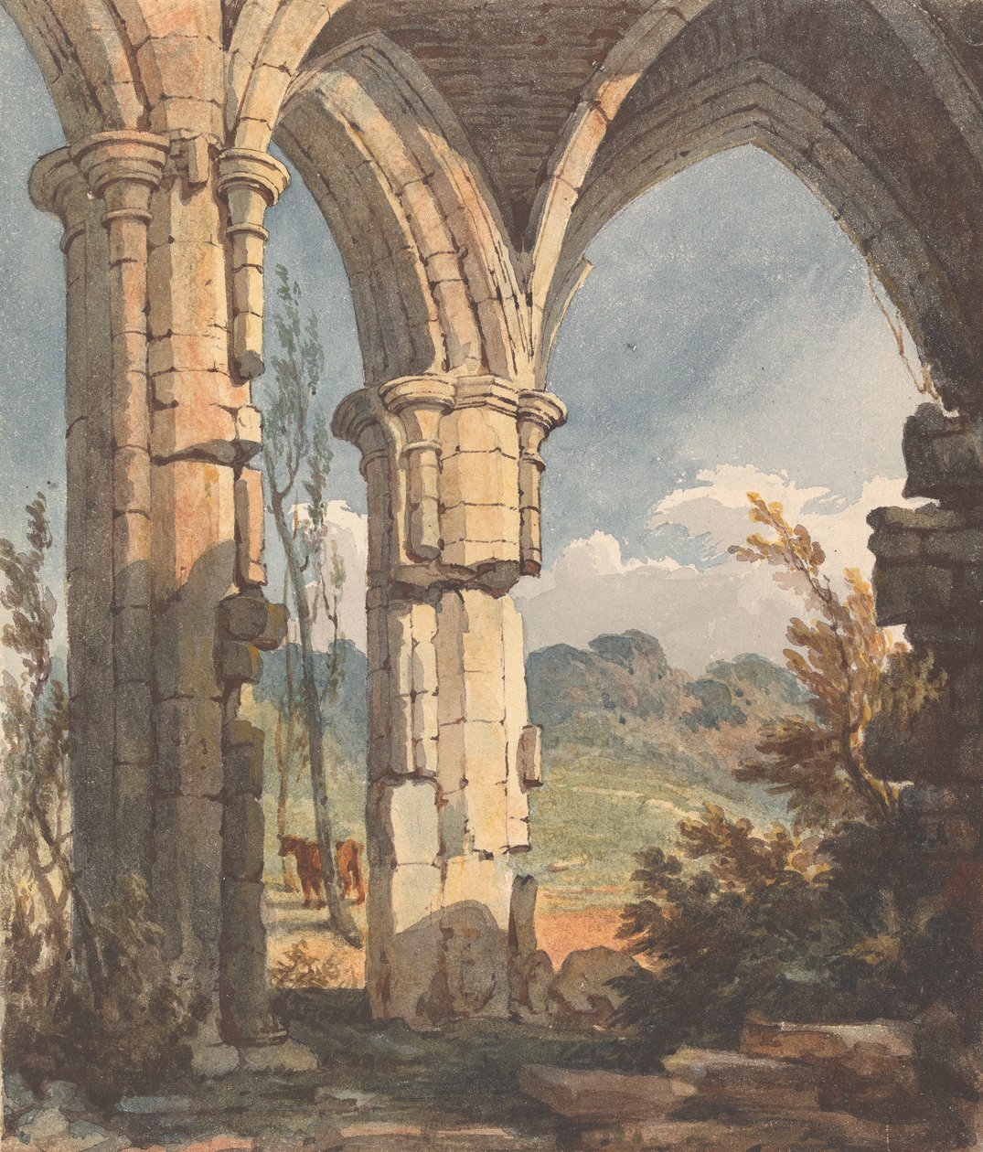 Paisaje mirando a través de un arco en ruinas de Thomas Sully