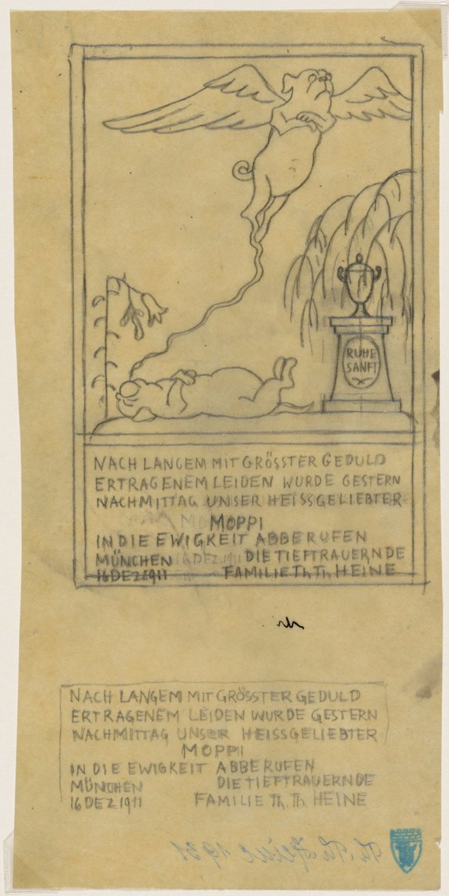 Aviso de muerte para un pug de Thomas Theodor Heine