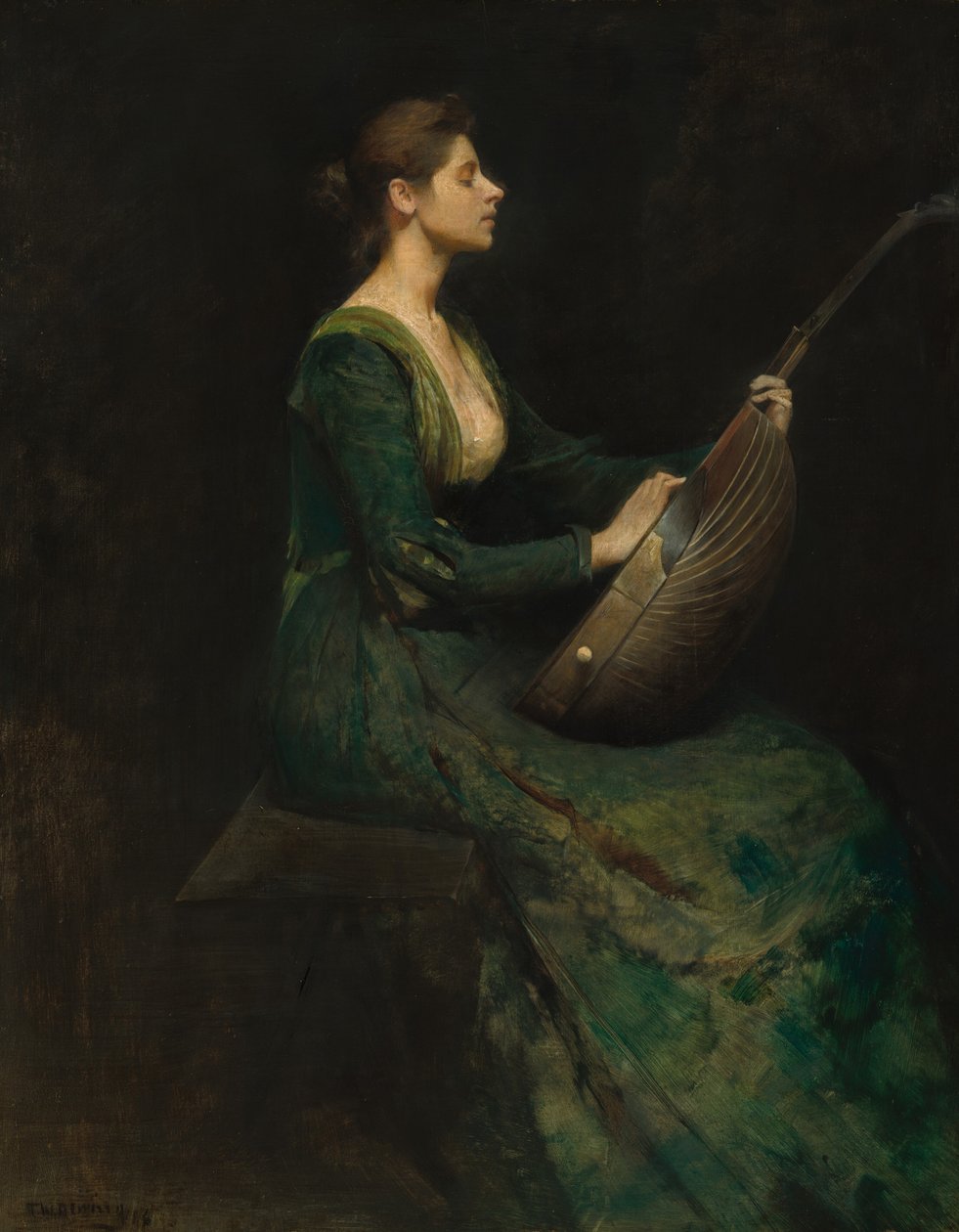 Dama con laúd, 1886 de Thomas Wilmer Dewing