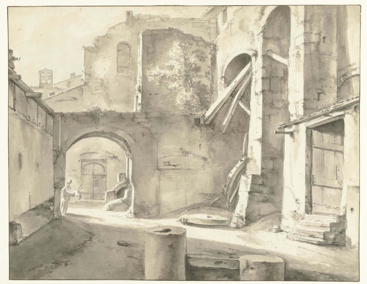 Edificios italianos con una puerta a la izquierda de Thomas Wijck