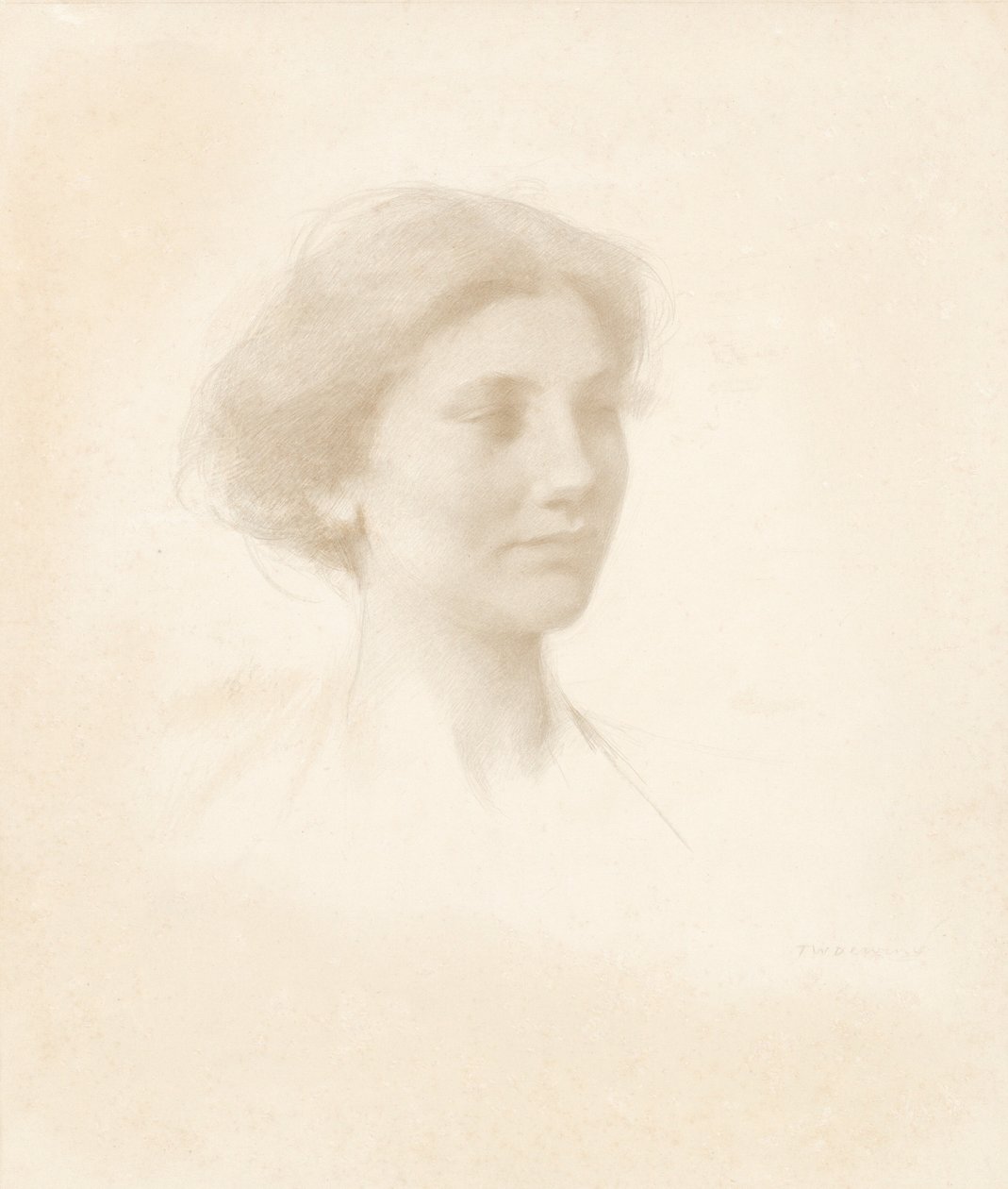 Cabeza de una niña de Thomas Wilmer Dewing