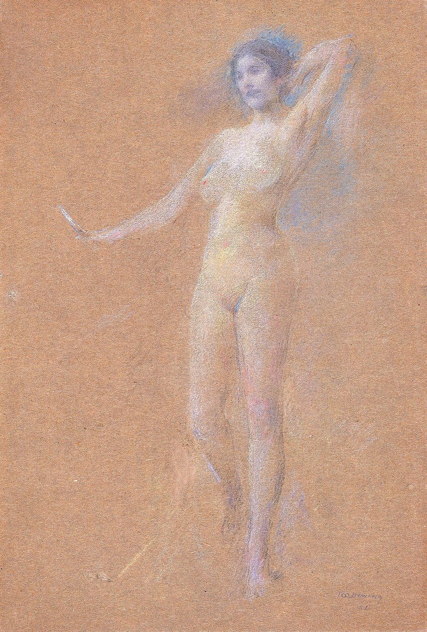 Figura de niña desnuda de pie de Thomas Wilmer Dewing