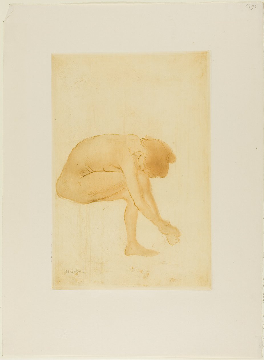 Mujer sentada secándose los pies de Théophile Alexandre Pierre Steinlen