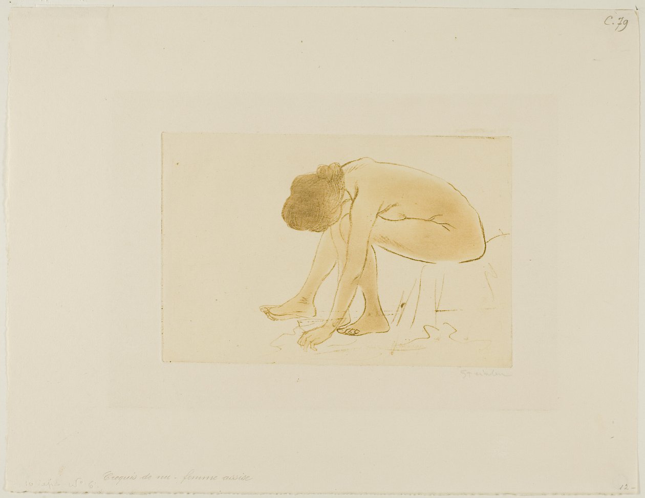 Mujer sentada limpiándose los pies de Théophile Alexandre Pierre Steinlen
