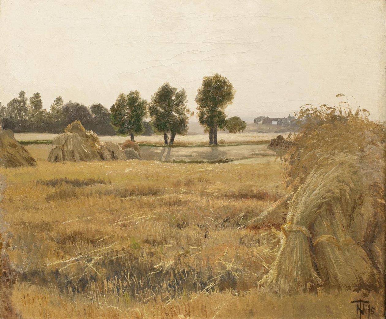 Campo con gavillas de trigo de Thorvald Niss