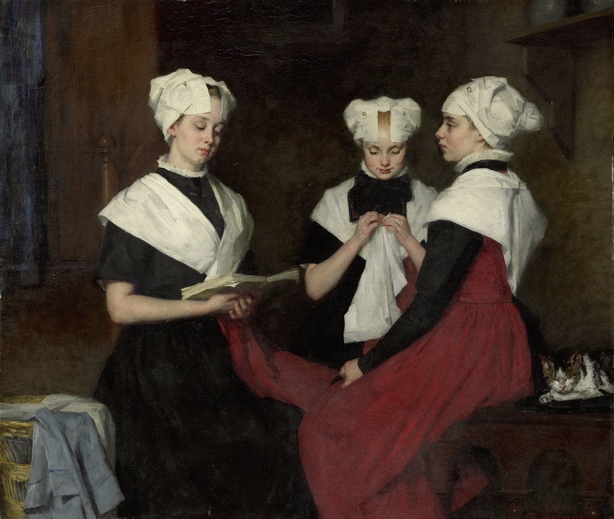 Tres niñas del Orfanato Civil de Ámsterdam de Thérèse Schwartze