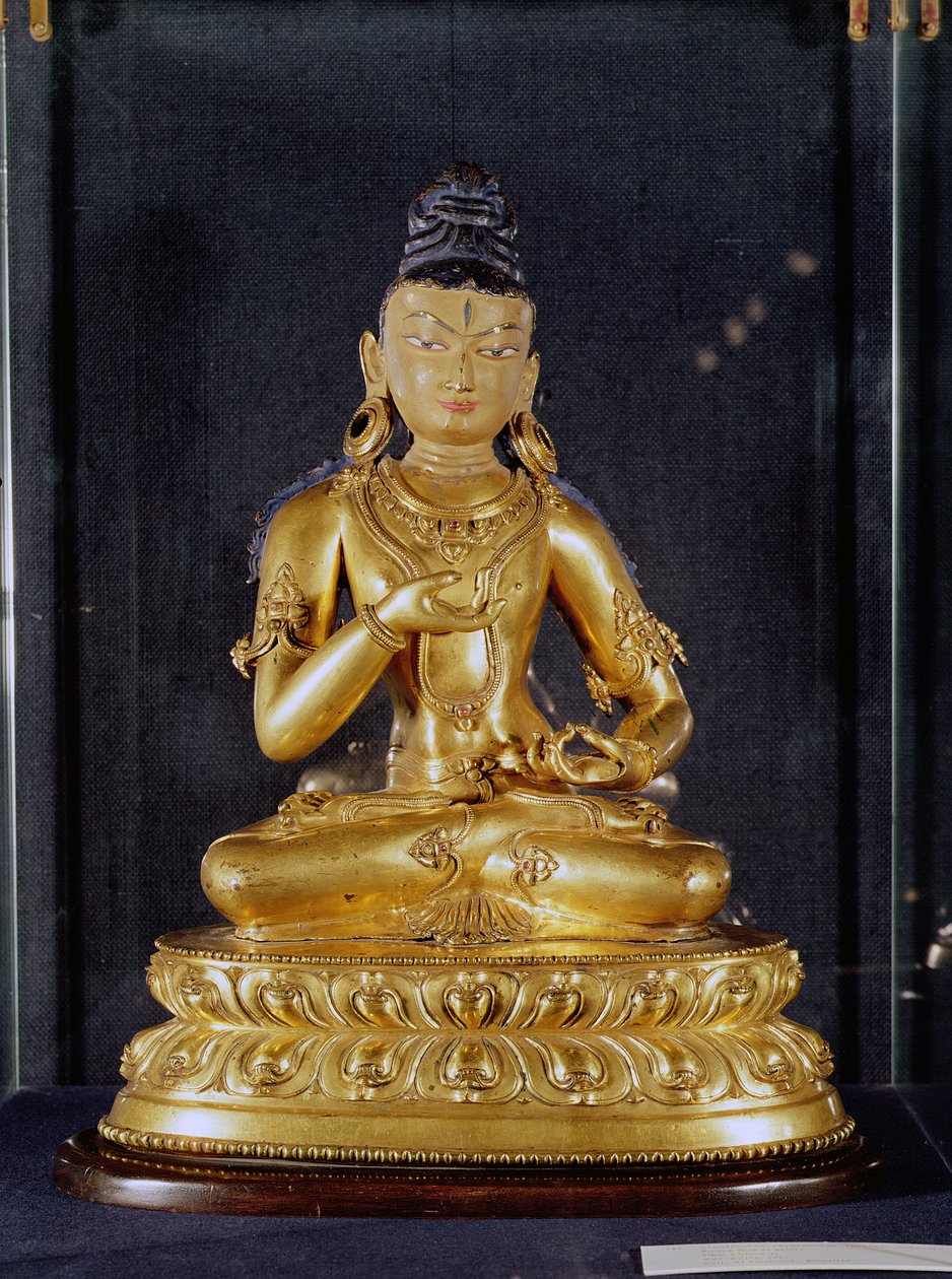 Adibuddha Vajrasattva sentado en meditación, siglo XV-XVI de Tibetan School