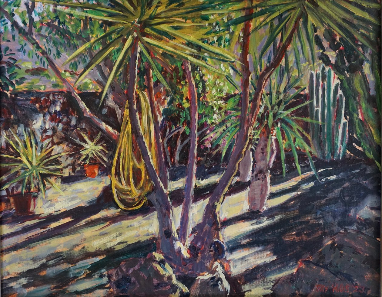 Jardín de cactus españoles, 2023 (óleo sobre tabla) de Tilly Willis