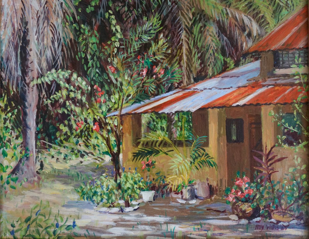 El tejado oxidado, 2023 (óleo sobre tabla) de Tilly Willis