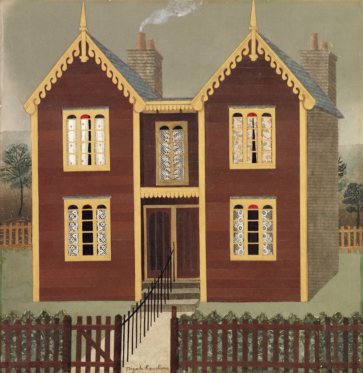 Chalets adosados (collage) de Tirzah Ravilious