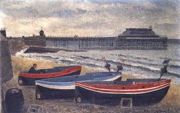 Barcos en la playa de Cromer de Tirzah Ravilious