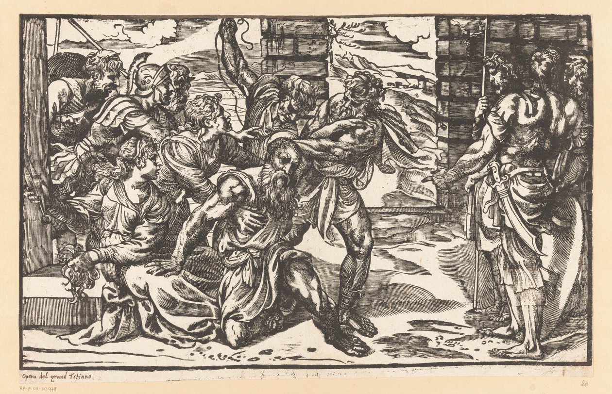 Sansón pelea con soldados filisteos de Titiaan