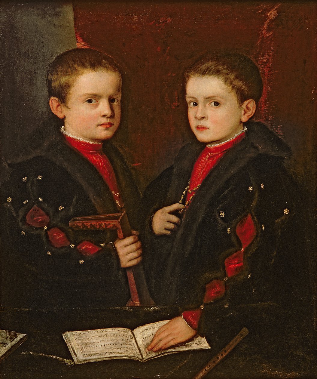 Retrato de Gerolamo Melchiorre (n.1536) y su hermano Francesco Santo da Pesaro (n.1537), c.1544 de Tiziano Vecelli
