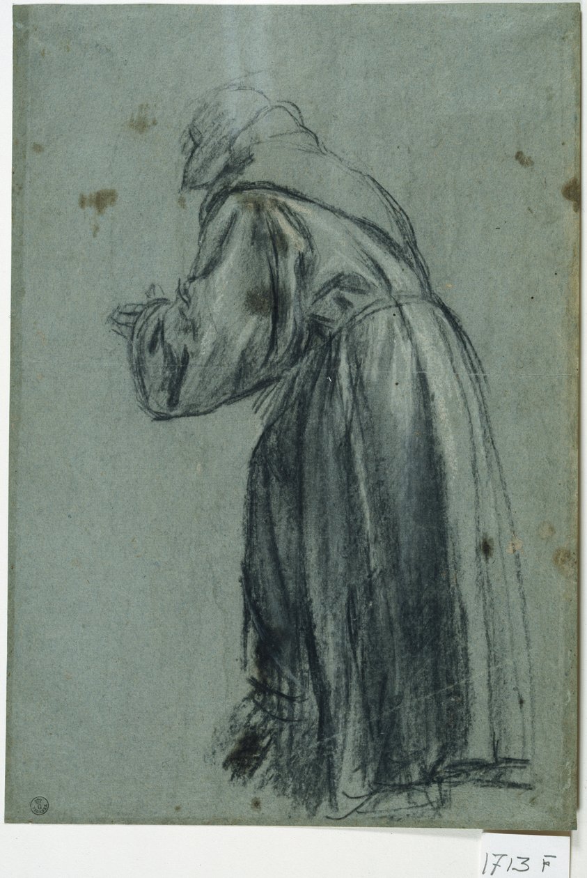 Franciscano en oración (carboncillo sobre papel) de Titian (c.1488 1576)