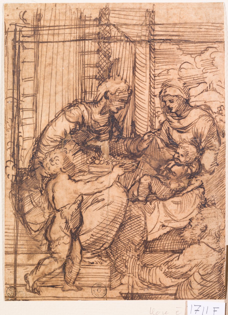 Conversación sagrada (pluma y tinta sobre papel) de Titian (c.1488 1576)
