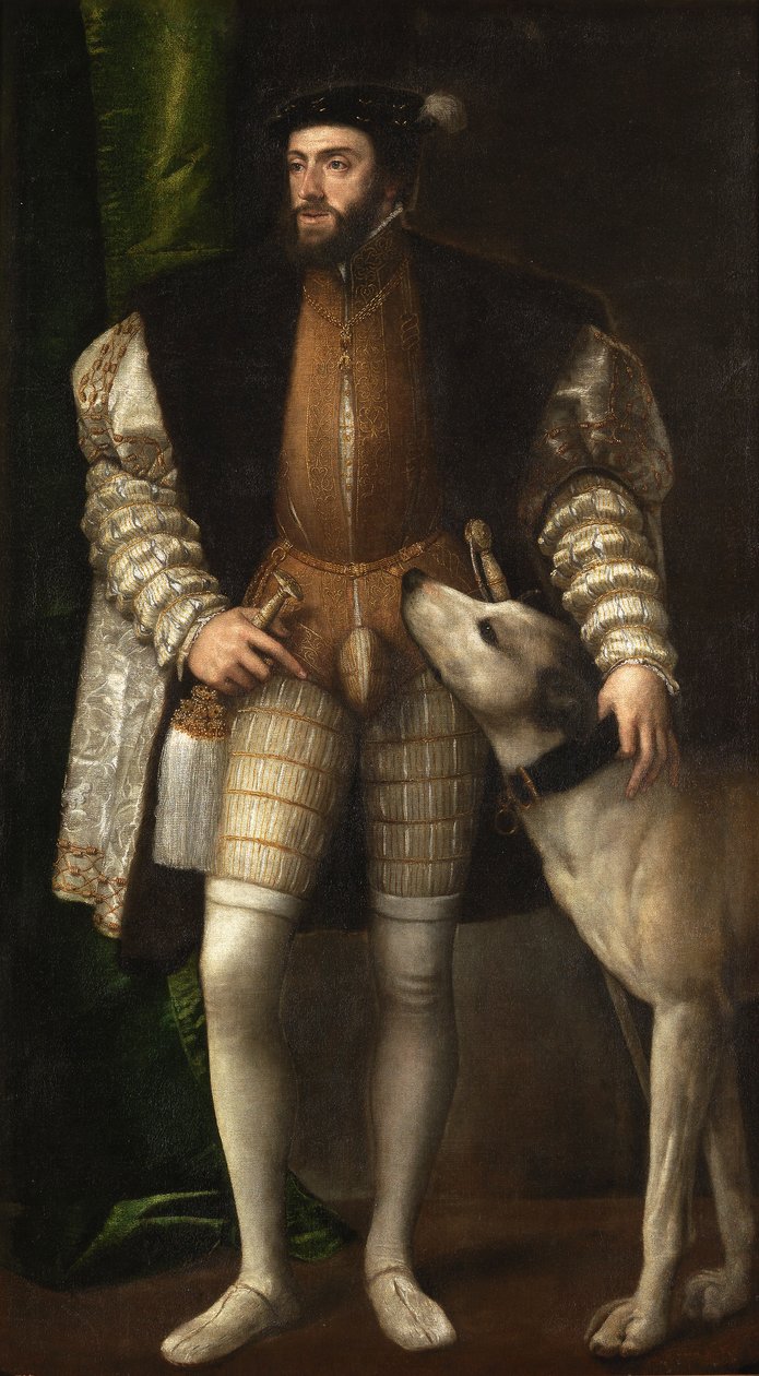 Emperador Carlos V con un Perro de Tiziano Vecelli