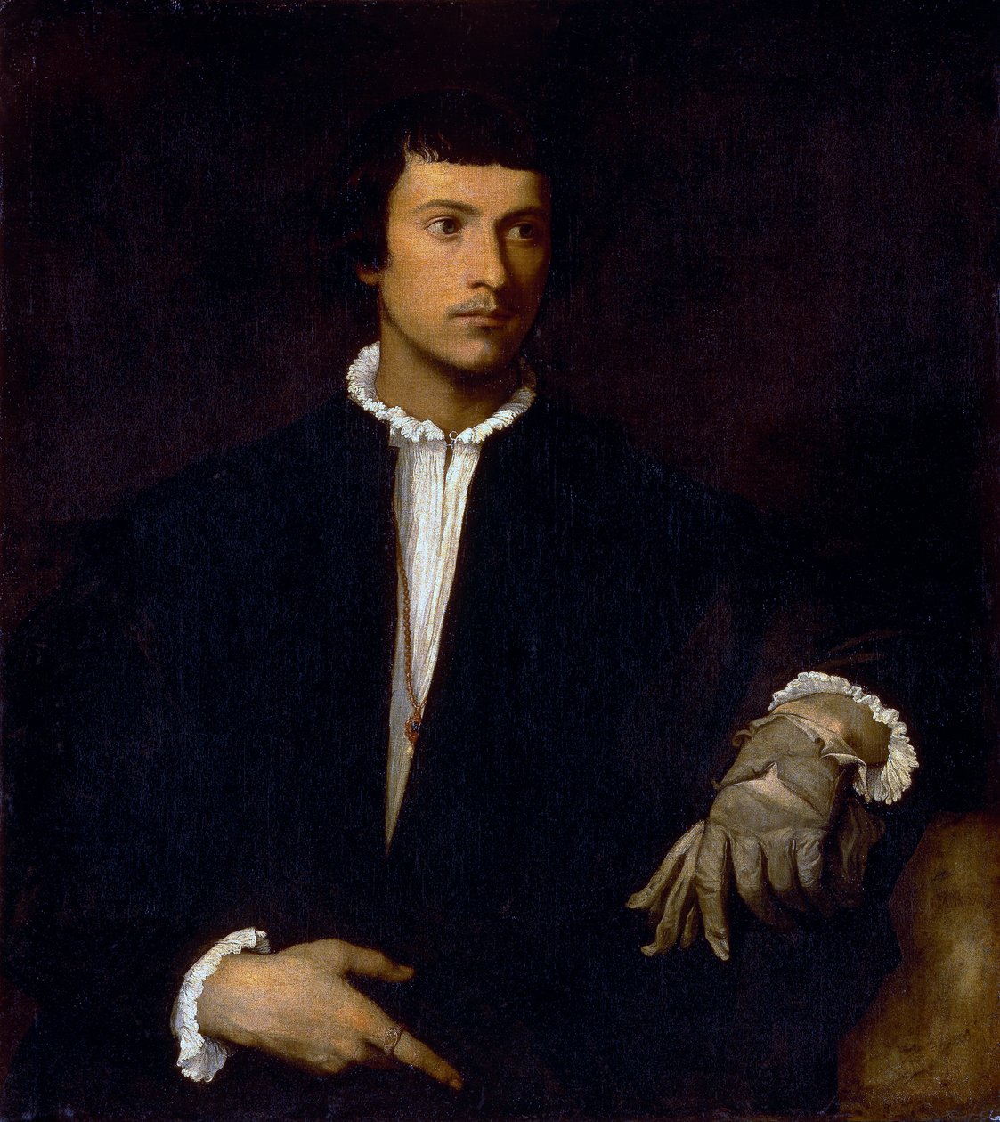 Hombre con un Guante de Tiziano Vecelli