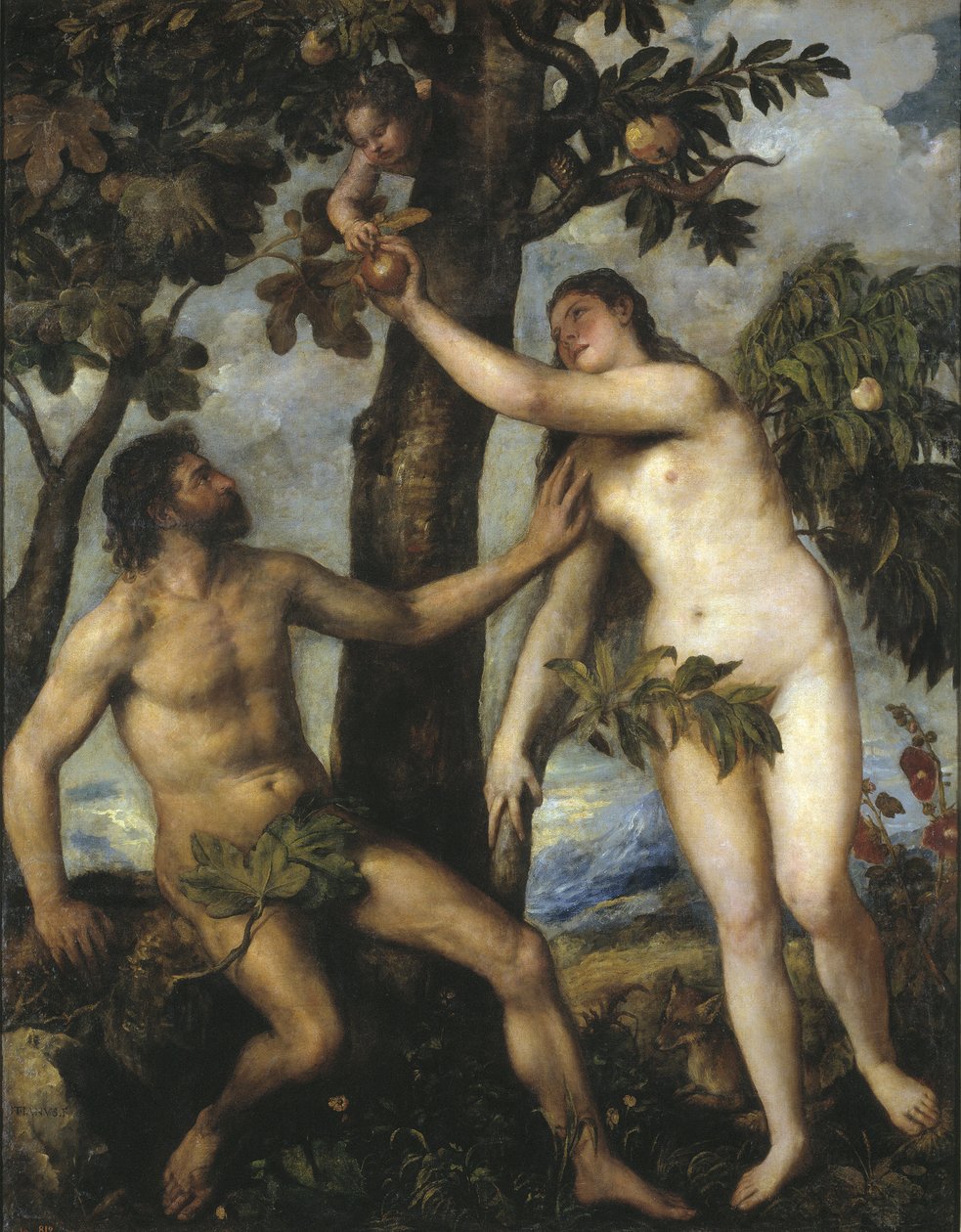 Adán y Eva, c. 1550 de Tiziano Vecelli