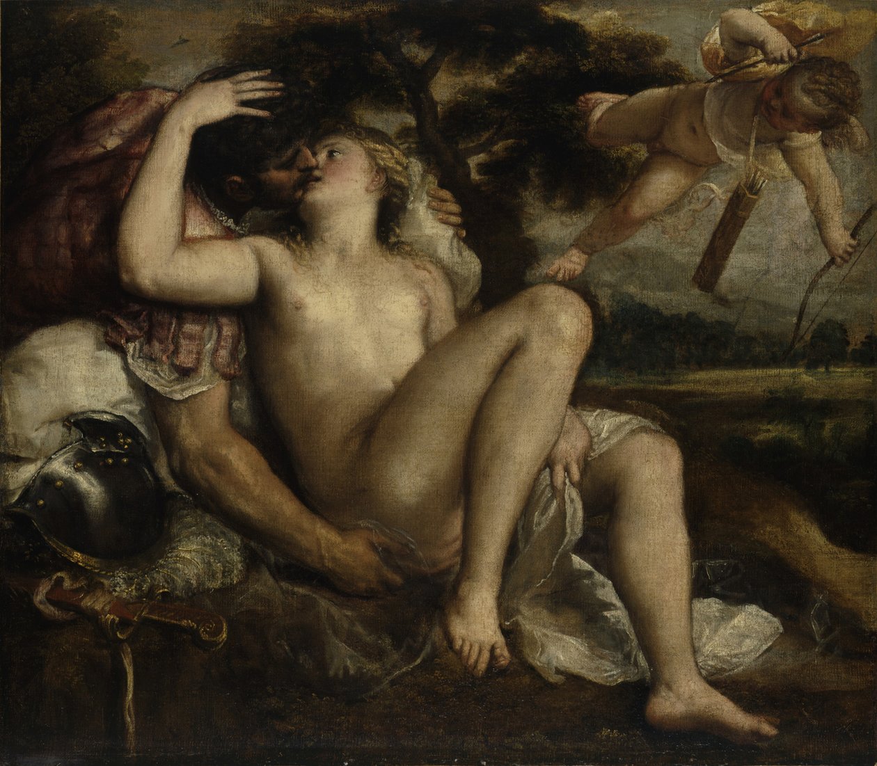 Marte, Venus y Cupido, ca. 1530 de Tiziano Vecelli