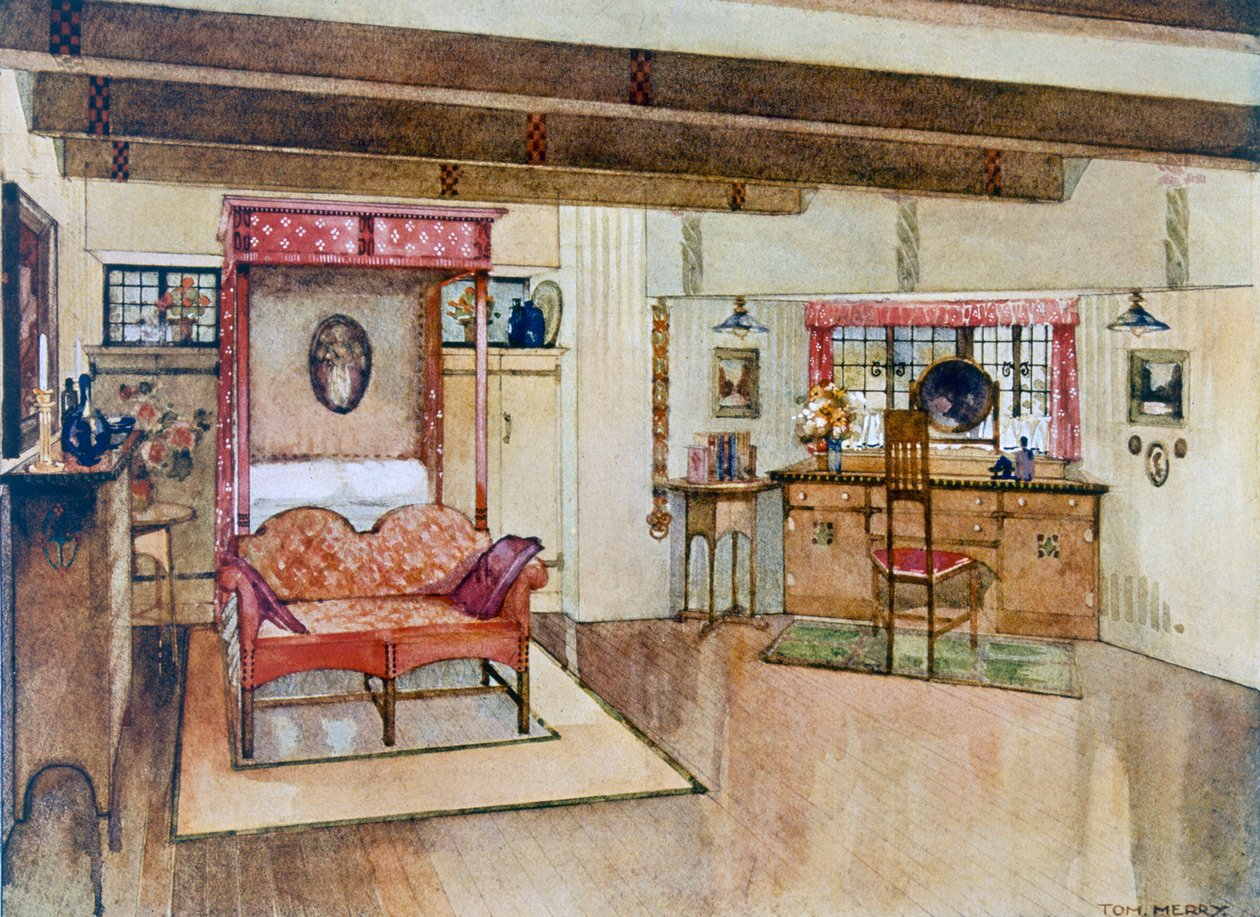 Un Dormitorio en el Estilo de Artes y Oficios de Tom Merry