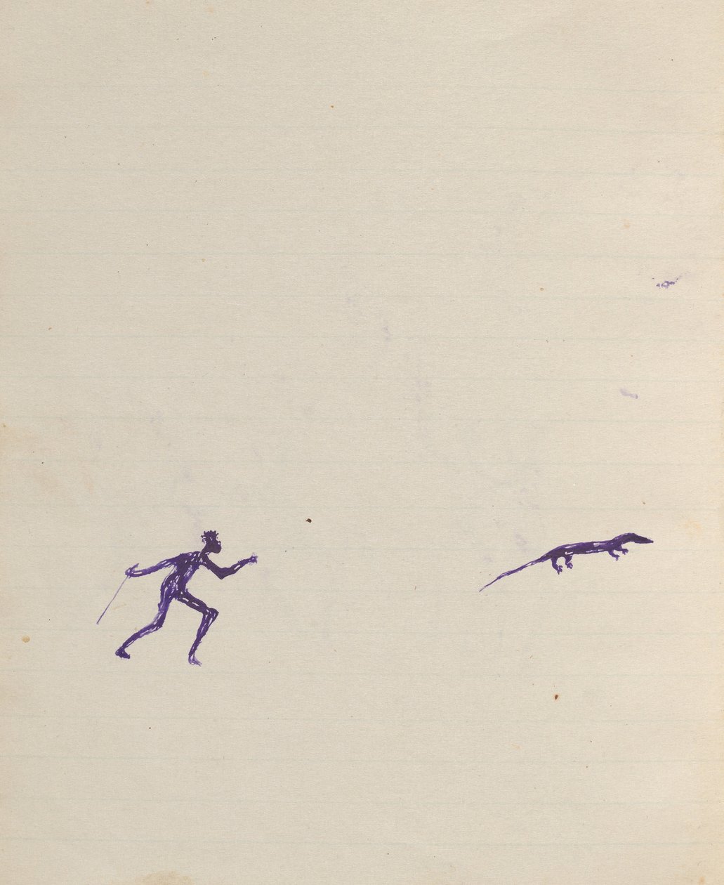 Kwatkwat - (Aborigen cazando goanna) Cuaderno de bocetos principalmente de actividades de aborígenes y blancos de Tommy McRae