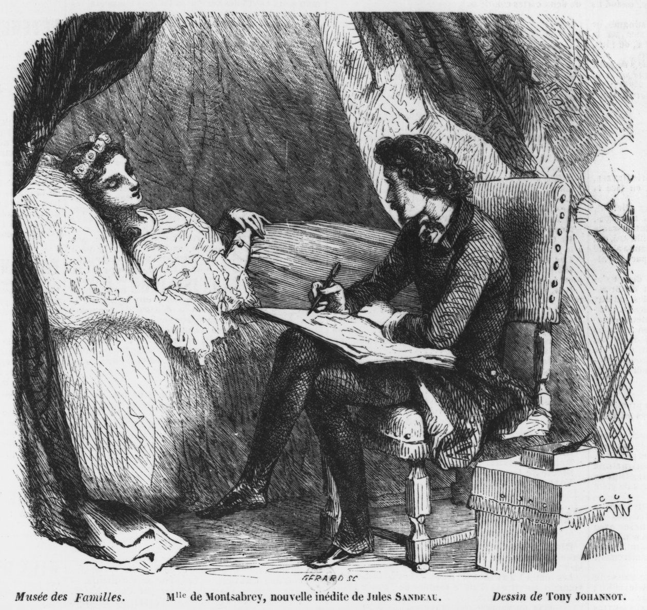 Dibujando un retrato funerario, ilustración de 