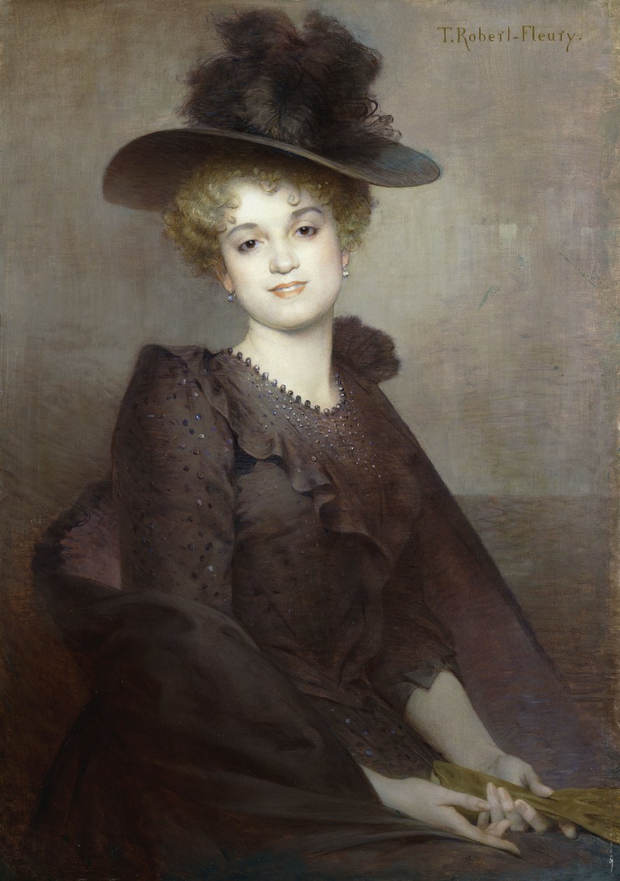 Retrato de una mujer sentada de Tony Robert Fleury