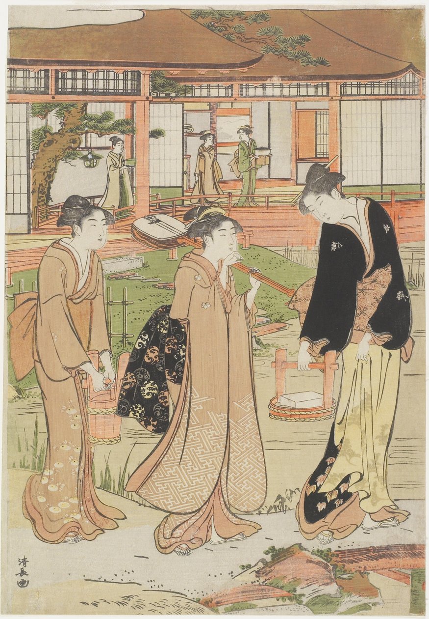 Picnic en el jardín de un Daimyo, 1786 de Torii Kiyonaga