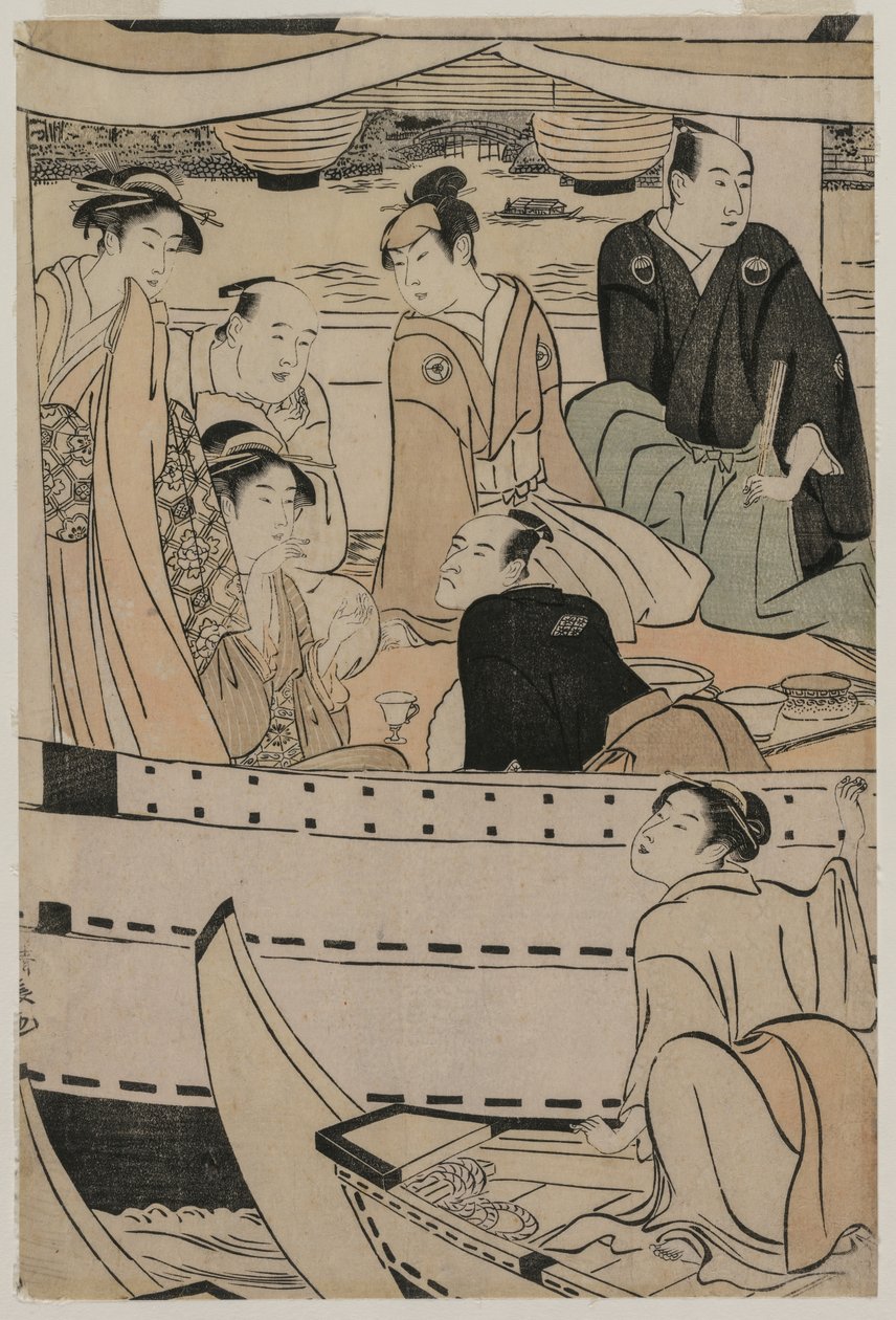 Fiesta en Barco en el Río Sumida de Torii Kiyonaga
