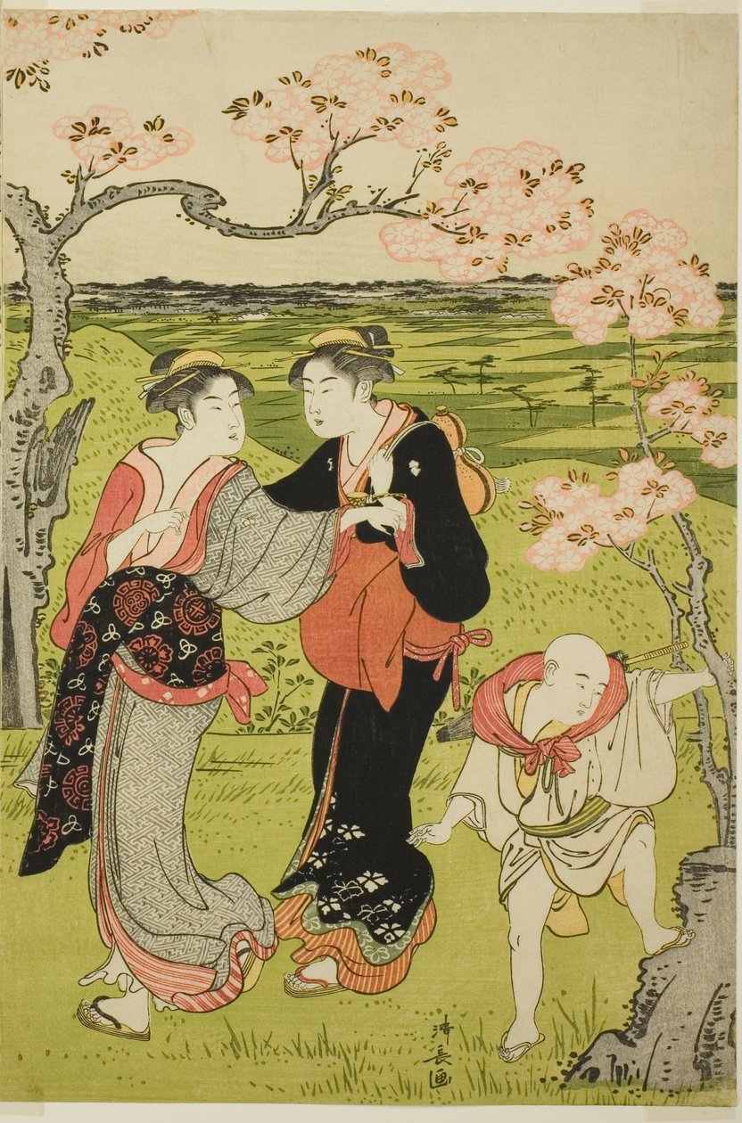 Observación de cerezos en flor en la colina Asuka de Torii Kiyonaga