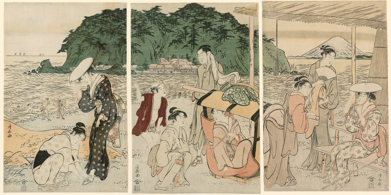 Visitantes a Enoshima de Torii Kiyonaga