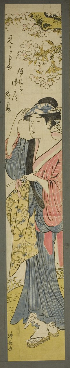 Mujer Contemplando los Cerezos en Flor de Torii Kiyonaga