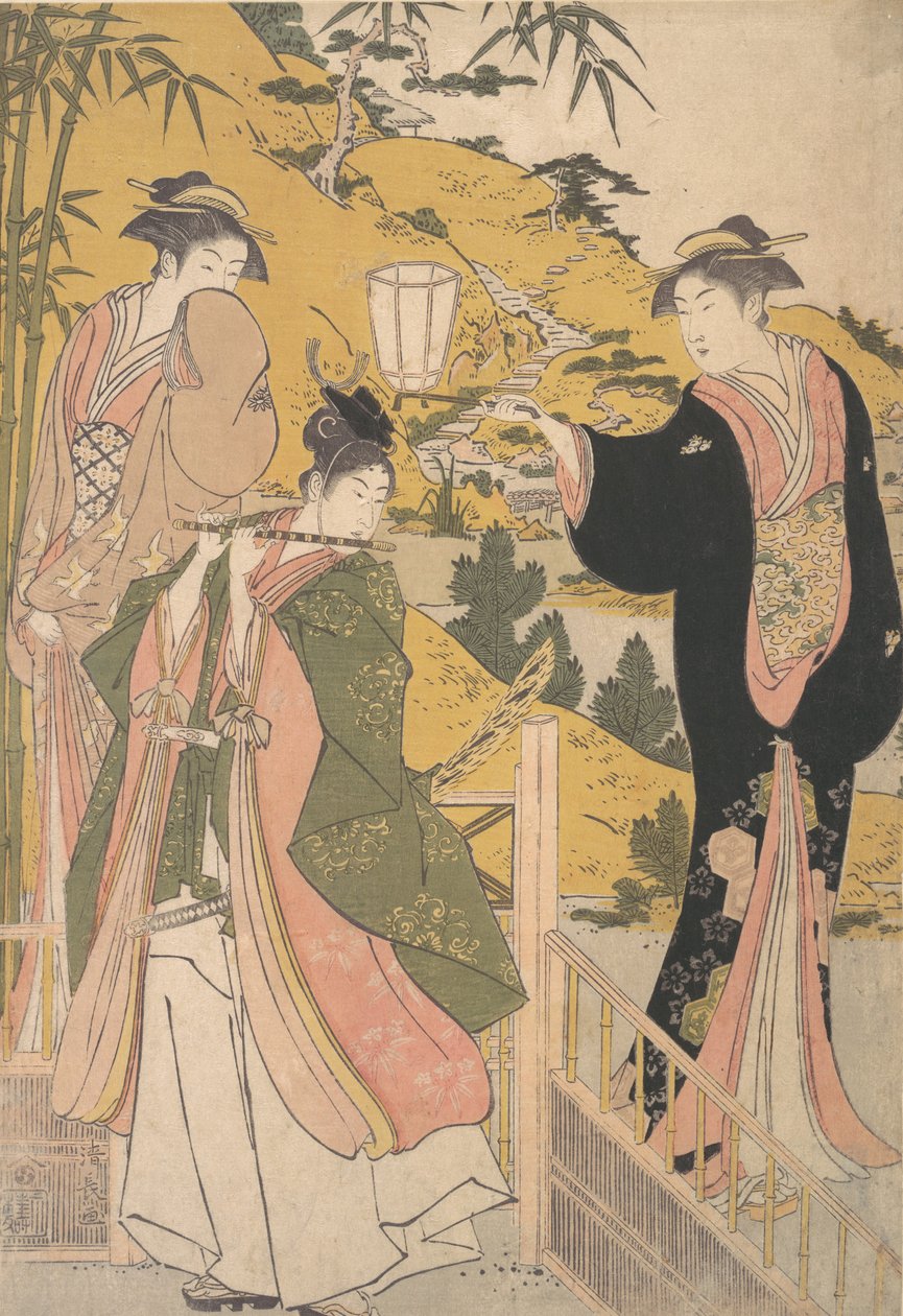 Yoshitsune serenata a Jorurihime, ca. 1785 de Torii Kiyonaga
