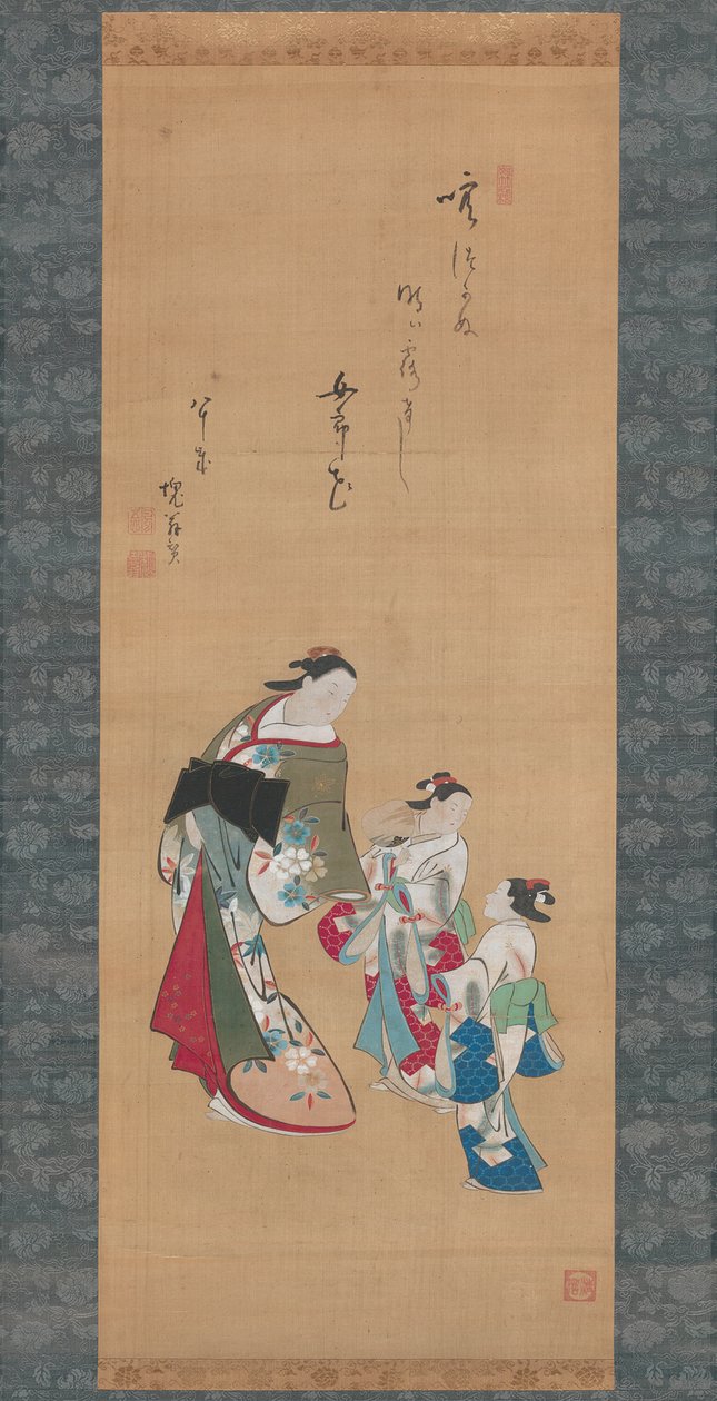 Cortesana y dos asistentes de Torii Kiyonobu I