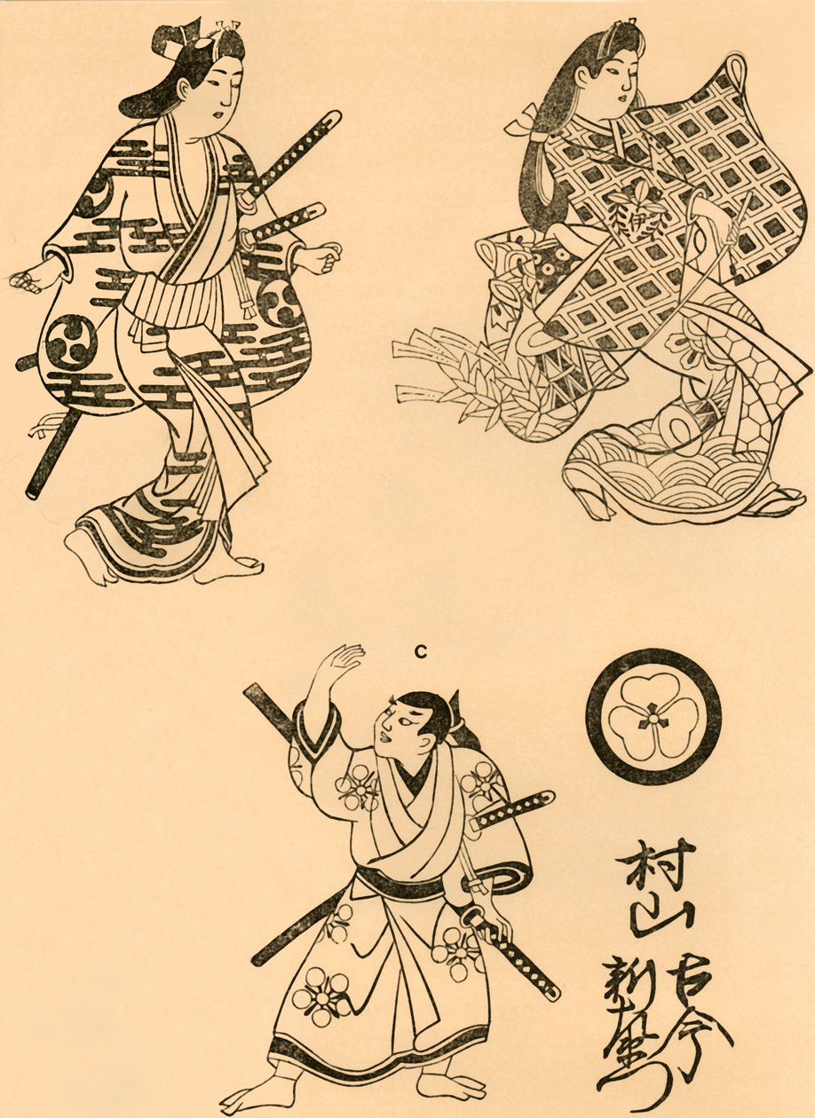 Tres figuras, 1693, 1924 de Torii Kiyonobu I